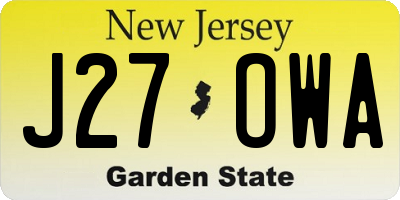 NJ license plate J27OWA