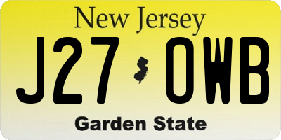 NJ license plate J27OWB