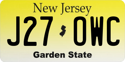 NJ license plate J27OWC