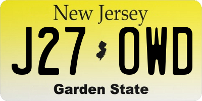 NJ license plate J27OWD