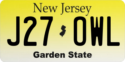 NJ license plate J27OWL