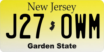 NJ license plate J27OWM