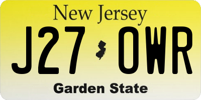 NJ license plate J27OWR