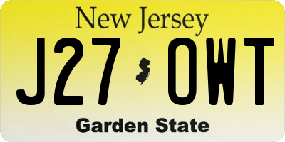 NJ license plate J27OWT