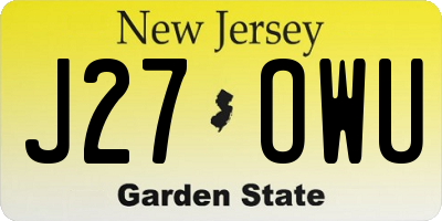 NJ license plate J27OWU
