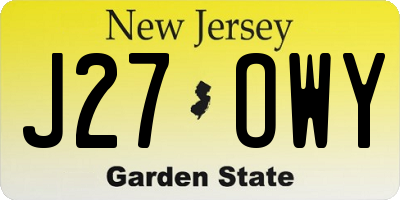 NJ license plate J27OWY