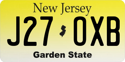 NJ license plate J27OXB