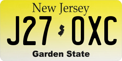 NJ license plate J27OXC