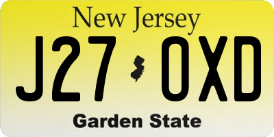 NJ license plate J27OXD