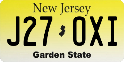 NJ license plate J27OXI