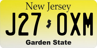 NJ license plate J27OXM