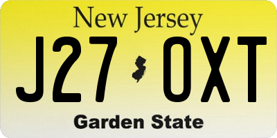NJ license plate J27OXT