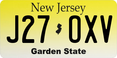 NJ license plate J27OXV