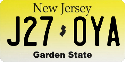 NJ license plate J27OYA
