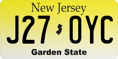 NJ license plate J27OYC