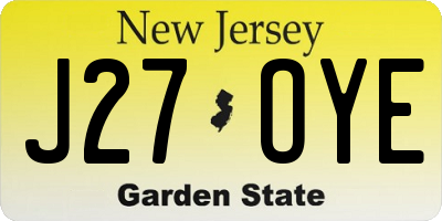 NJ license plate J27OYE
