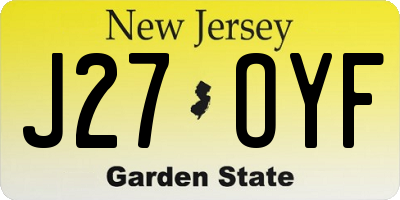 NJ license plate J27OYF