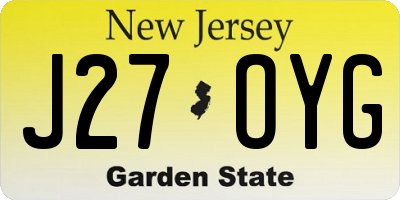NJ license plate J27OYG