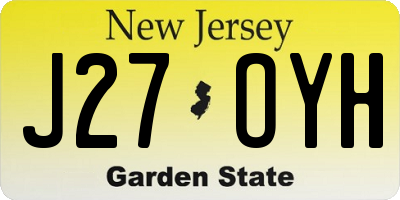 NJ license plate J27OYH