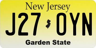 NJ license plate J27OYN