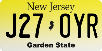 NJ license plate J27OYR