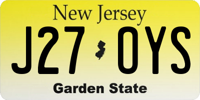 NJ license plate J27OYS