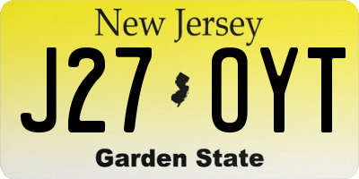 NJ license plate J27OYT