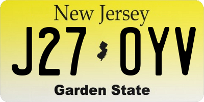 NJ license plate J27OYV