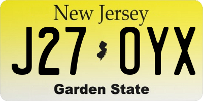 NJ license plate J27OYX