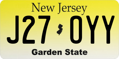 NJ license plate J27OYY
