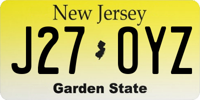 NJ license plate J27OYZ