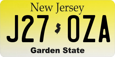 NJ license plate J27OZA