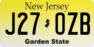 NJ license plate J27OZB