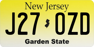 NJ license plate J27OZD