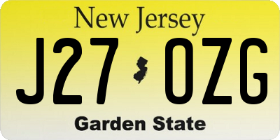 NJ license plate J27OZG