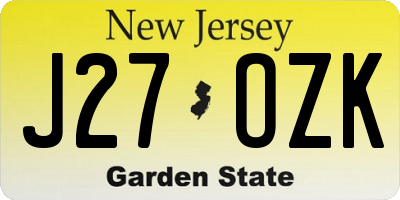 NJ license plate J27OZK