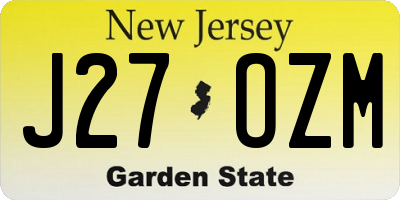 NJ license plate J27OZM