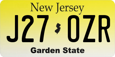 NJ license plate J27OZR