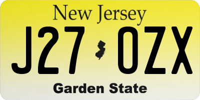 NJ license plate J27OZX