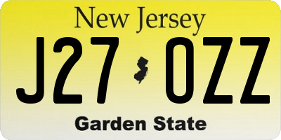 NJ license plate J27OZZ