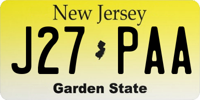 NJ license plate J27PAA