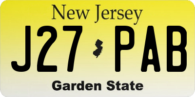 NJ license plate J27PAB