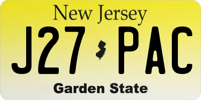 NJ license plate J27PAC