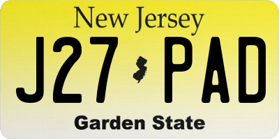 NJ license plate J27PAD
