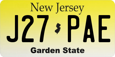 NJ license plate J27PAE