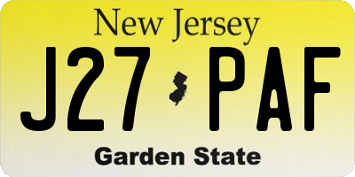 NJ license plate J27PAF