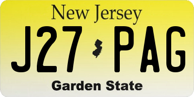 NJ license plate J27PAG