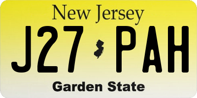 NJ license plate J27PAH