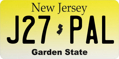 NJ license plate J27PAL