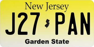 NJ license plate J27PAN